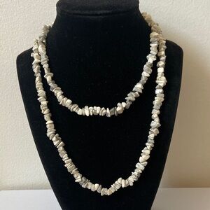 Elegant White and Gray Stone Necklace